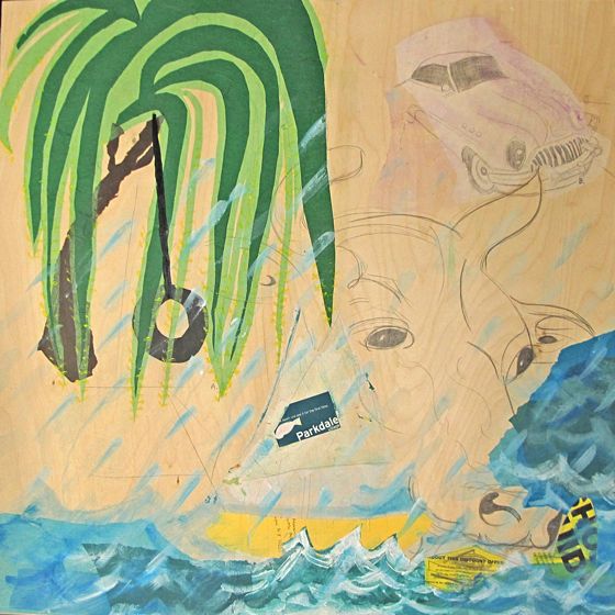 Image of &8211;Parkdale Cattle Call— collage, paint, graphite on board